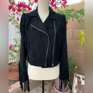 Zara Suede Fringed moto jacket